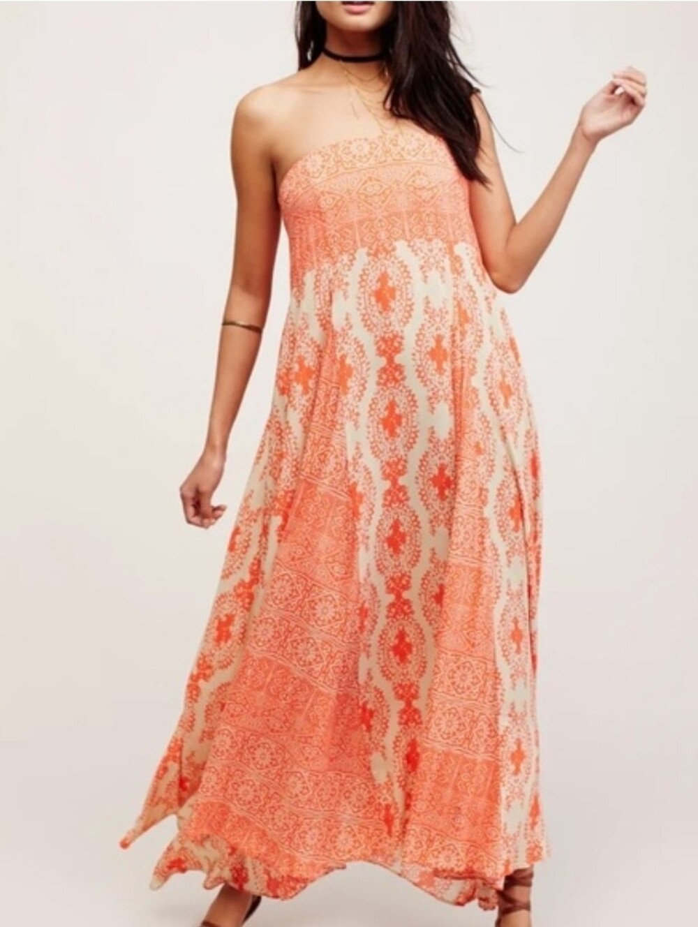 Free People Orange Cream Convertible Skirt Dress